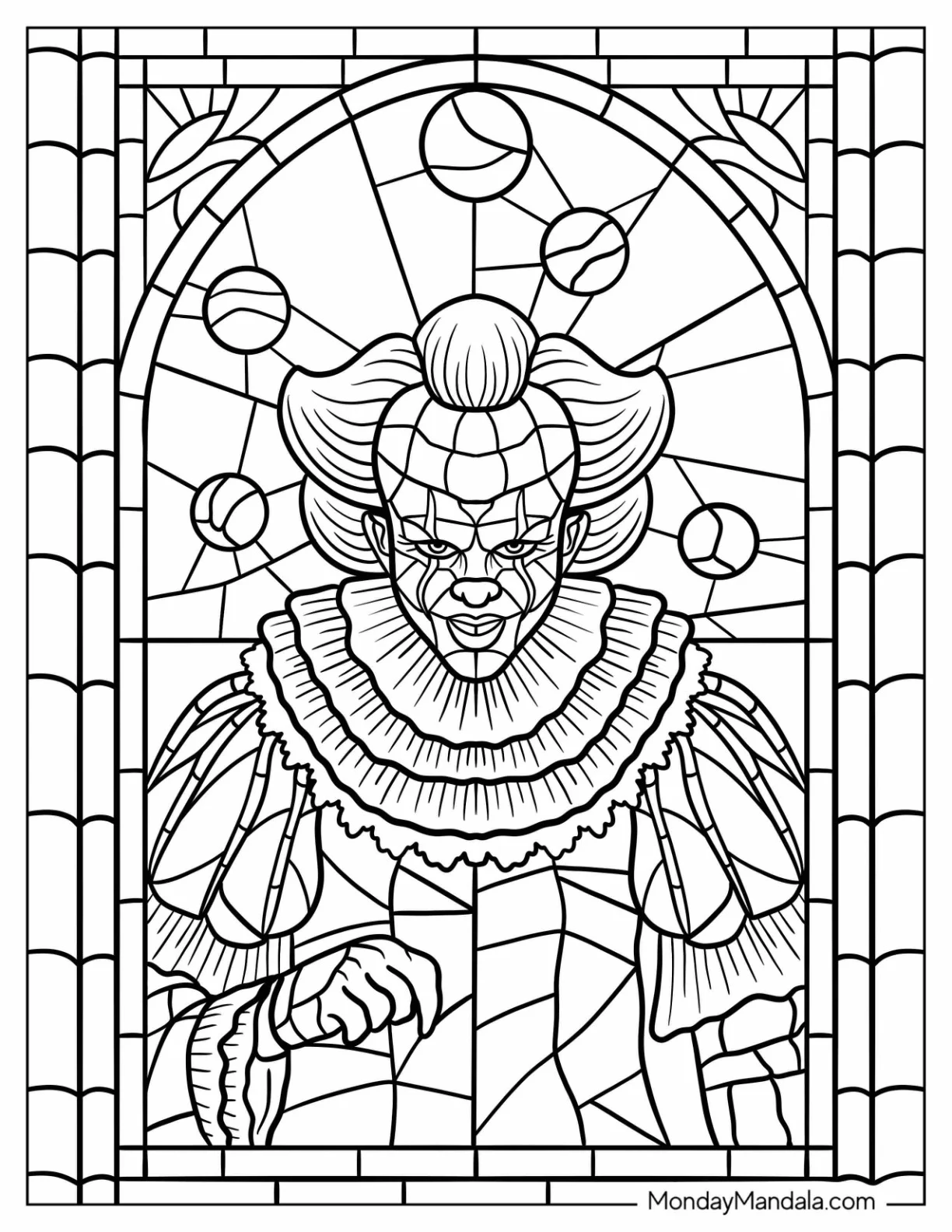 Intricate Pennywise Stained Glass Coloring Sheet coloring page