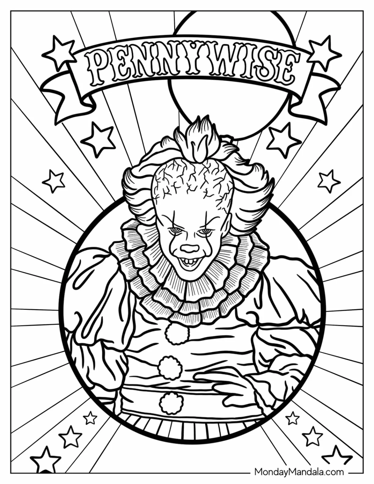 Pennywise Coloring Page Vintage Circus Poster coloring page
