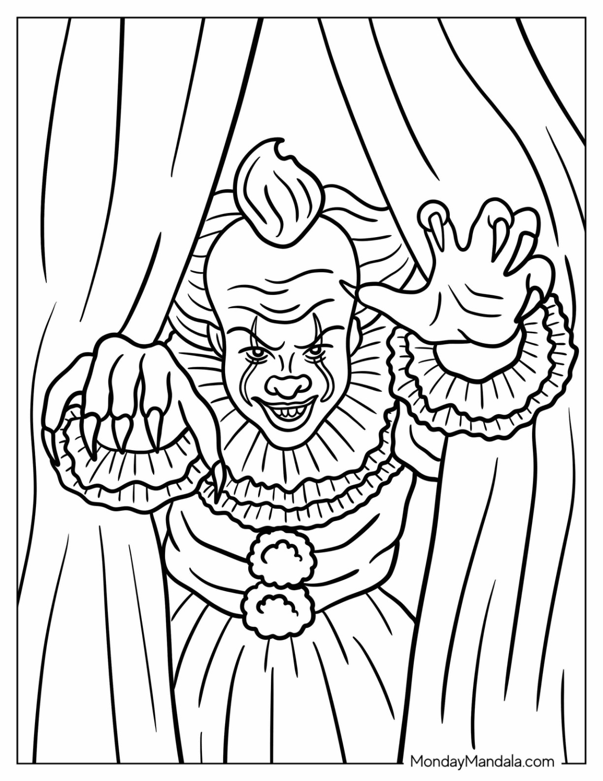 Pennywise With Sharp Claws Coloring Page coloring page
