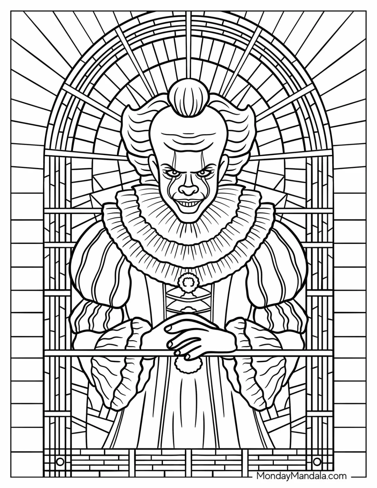Smiling Pennywise Stained Glass Coloring Page coloring page