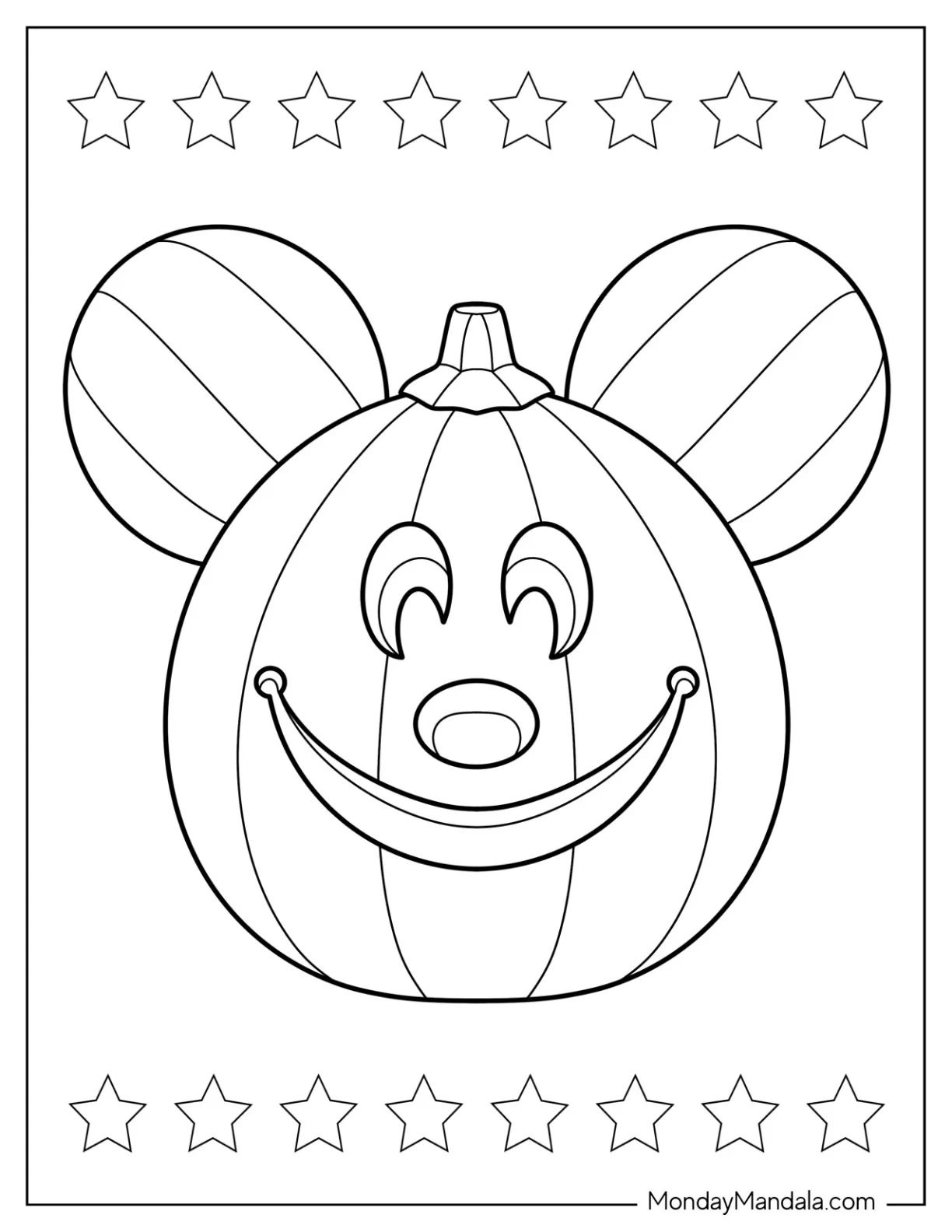 Mickey Mouse Pumpkin Coloring Page For Kids coloring page