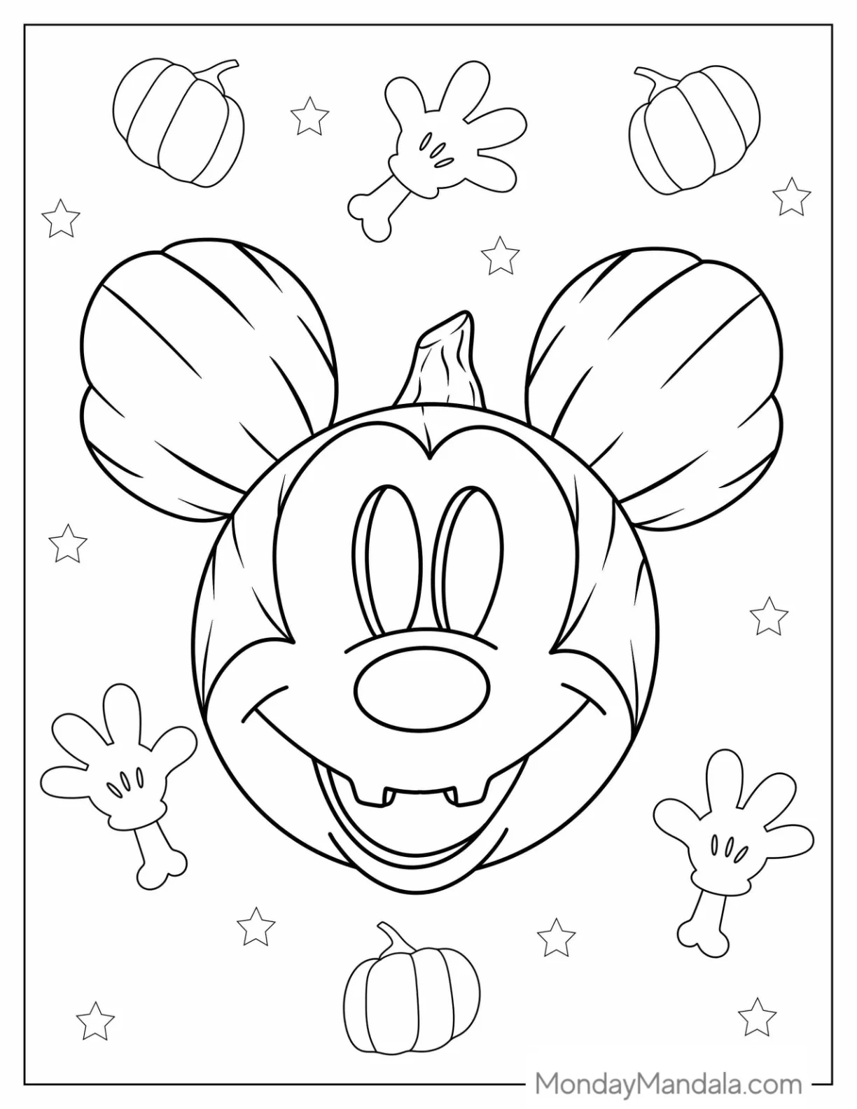 Pumpkin Coloring Page Mickey Mouse Themed Jack O Lantern To Color coloring page