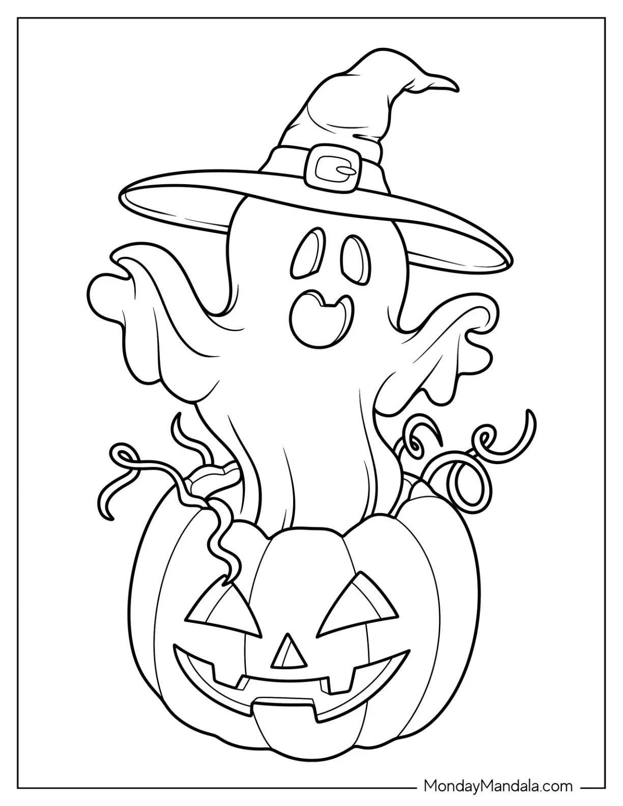 Pumpkin Coloring Page Of Ghosts Floating Out Of A Jack O Lantern coloring page