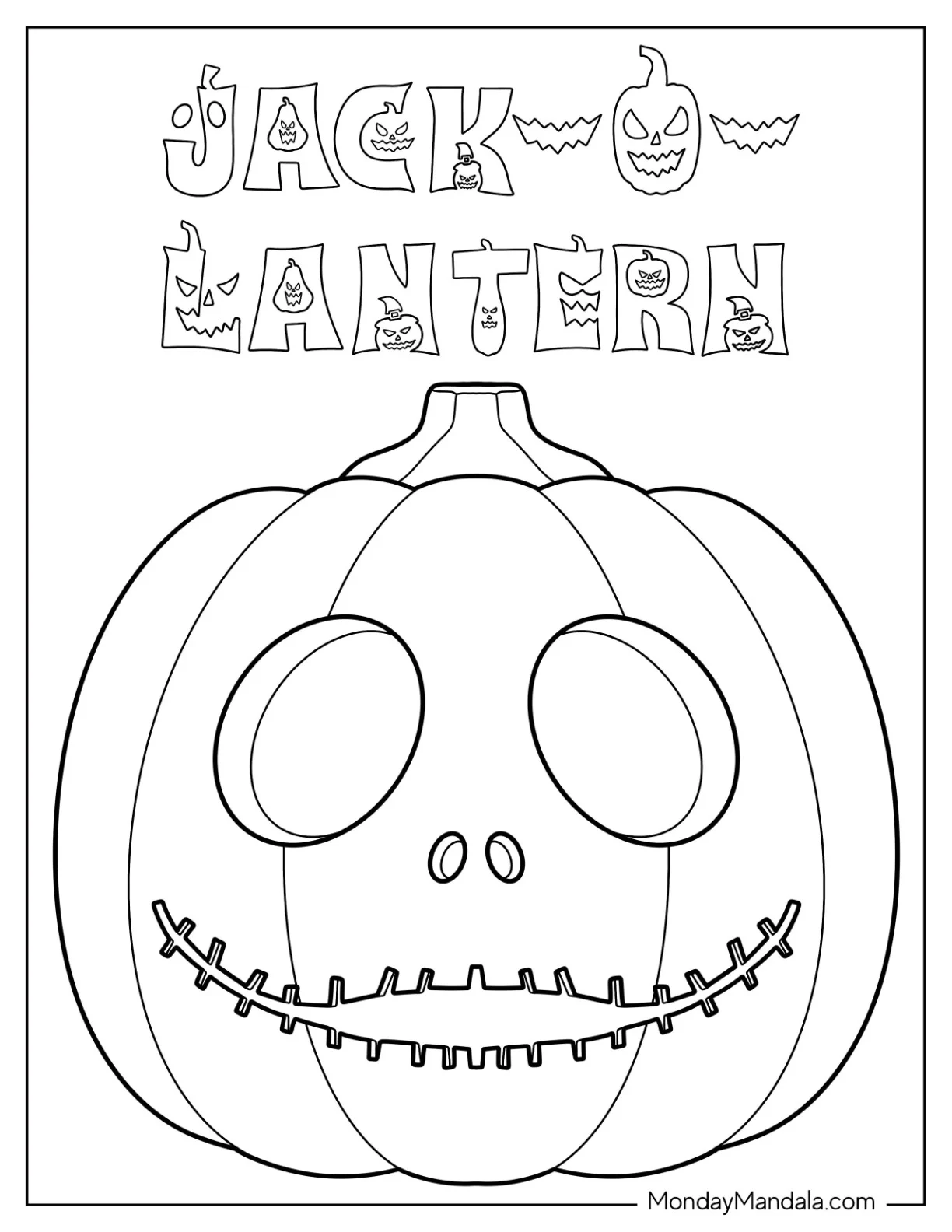 Pumpkin Coloring Page Of Jack O Lantern With Mouth Stitches coloring page