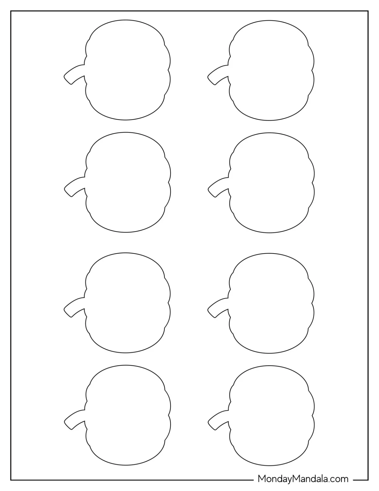 Small Simple Pumpkin Coloring Page Template coloring page