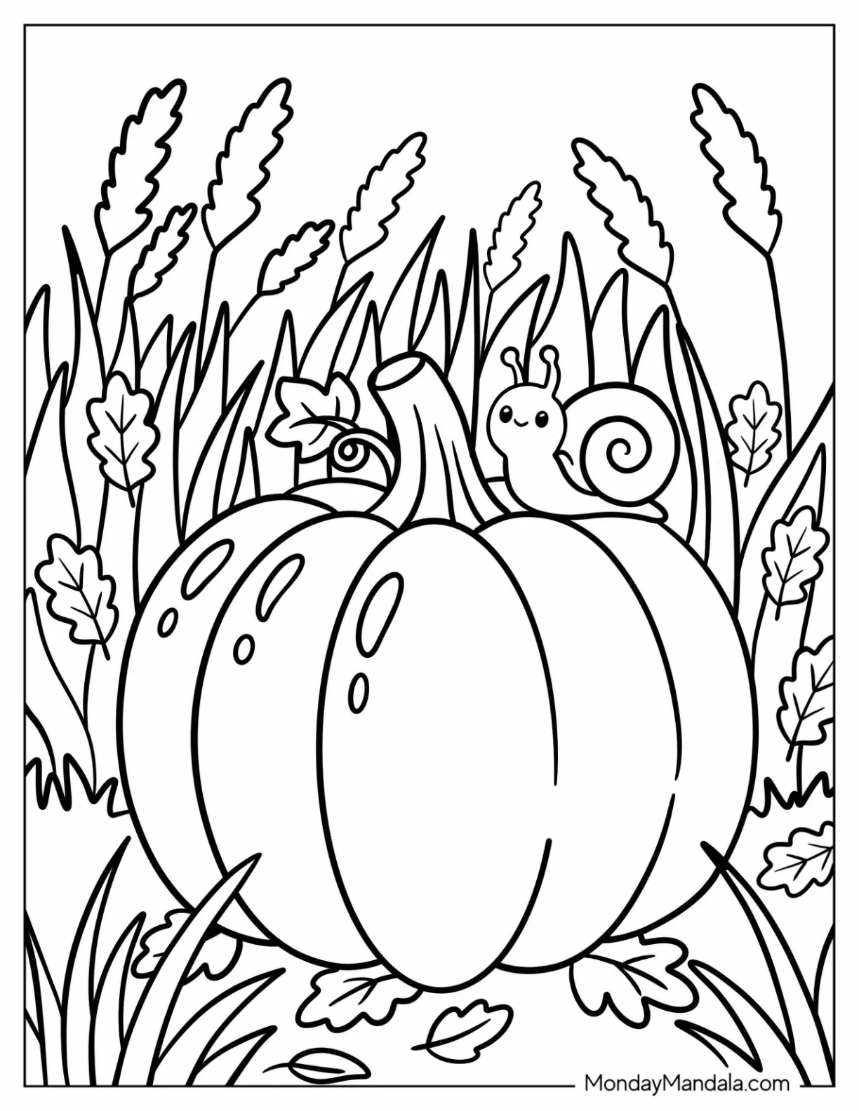 Snail Sitting on a Massive Pumpkin Coloring Sheet coloring page
