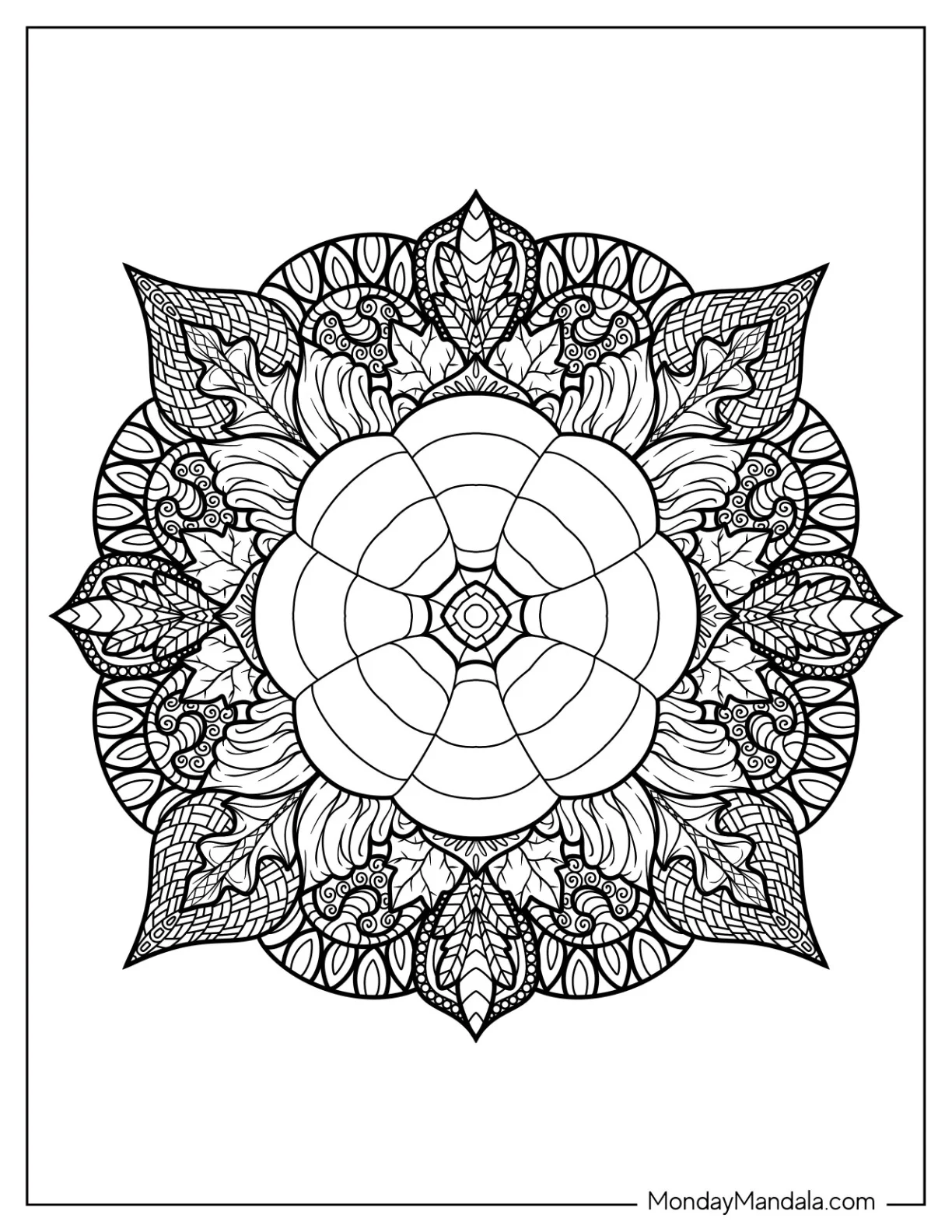 Top View Pumpkin Coloring Page Mandala With Floral Design coloring page