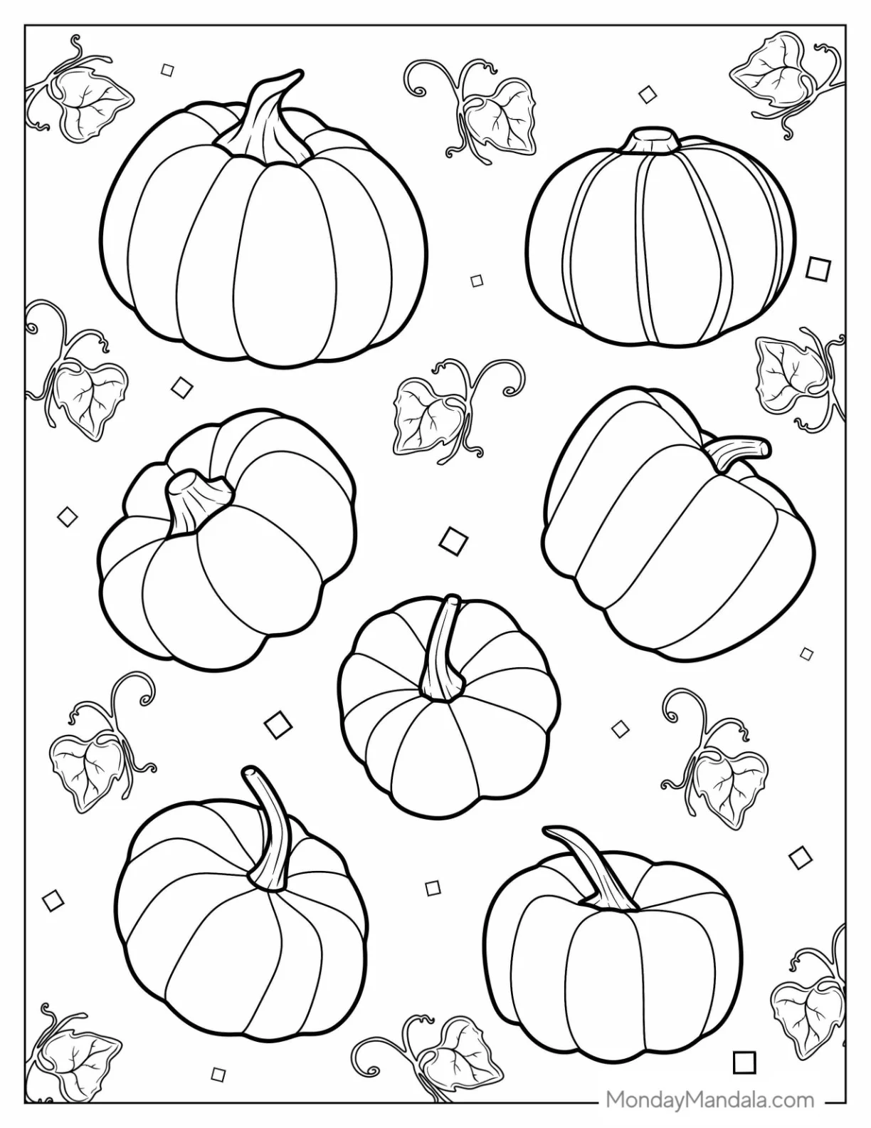 Various Pumpkin Coloring Page To Color coloring page