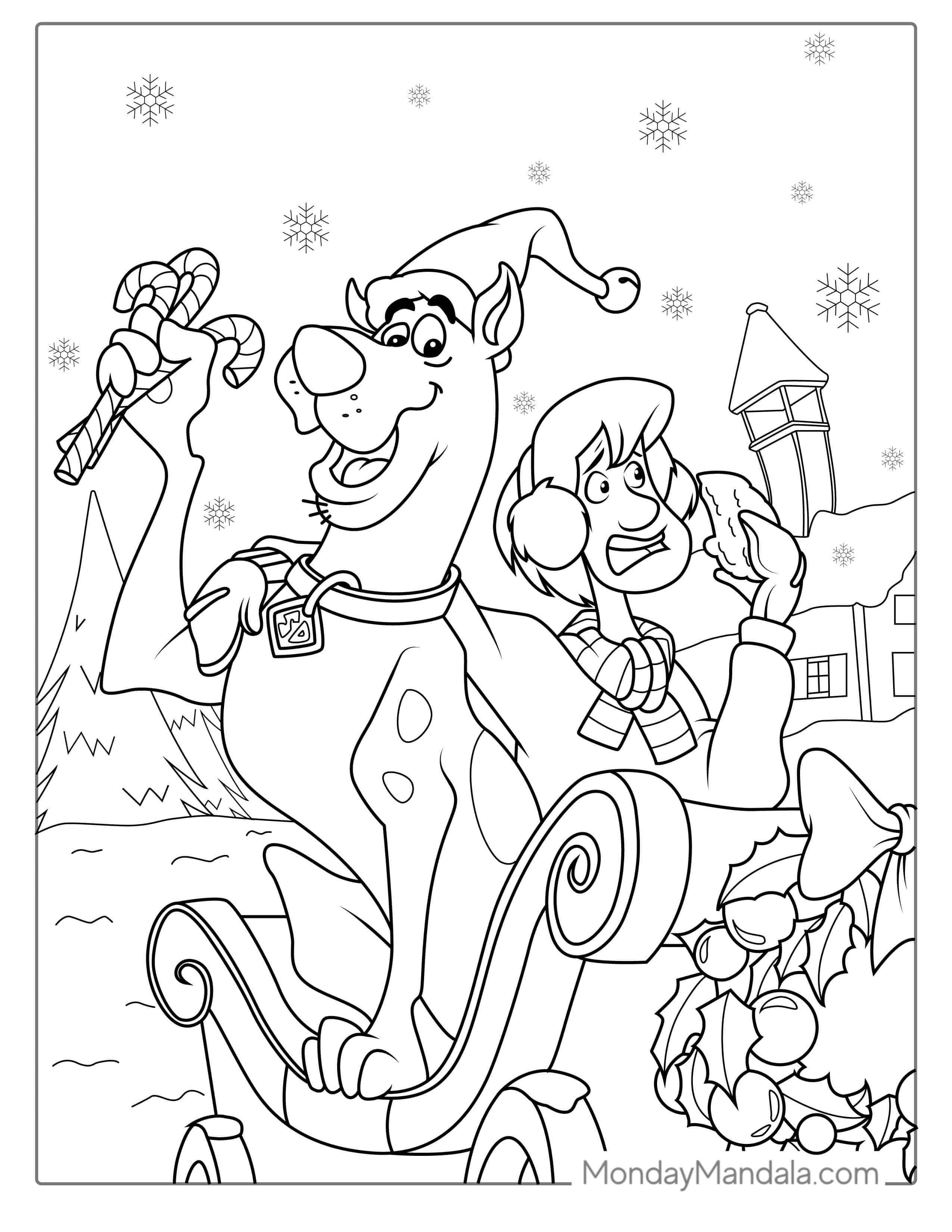 Christmas Themed Scooby-Doo Coloring Page coloring page