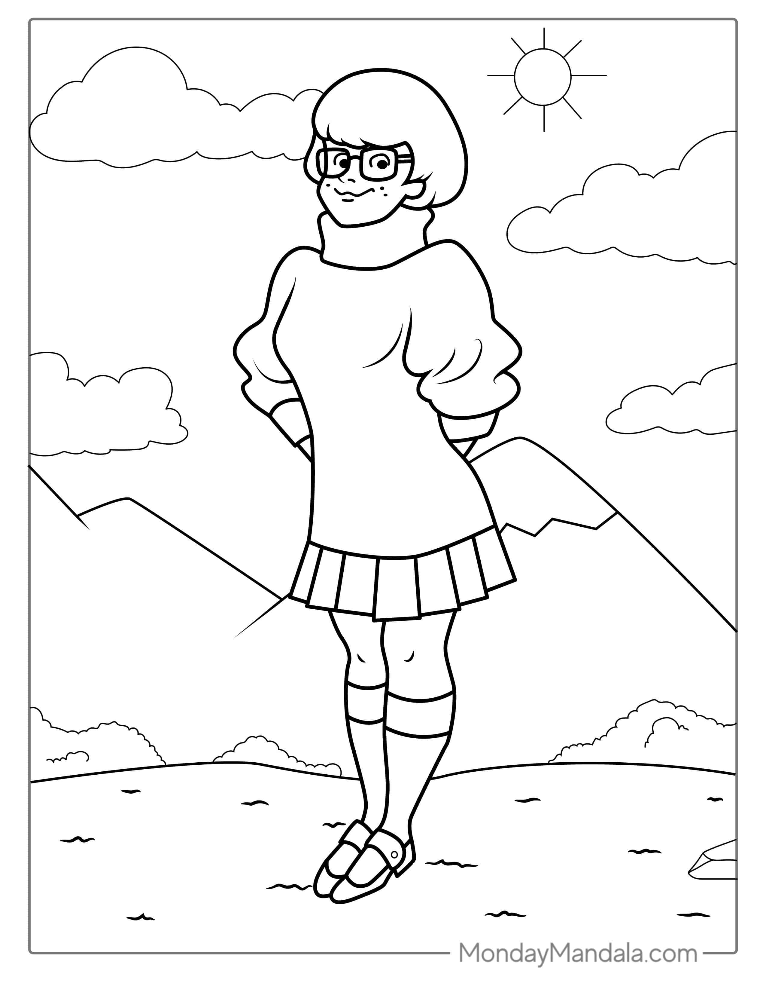 Coloring Sheet Of Velma Dinkley Character coloring page