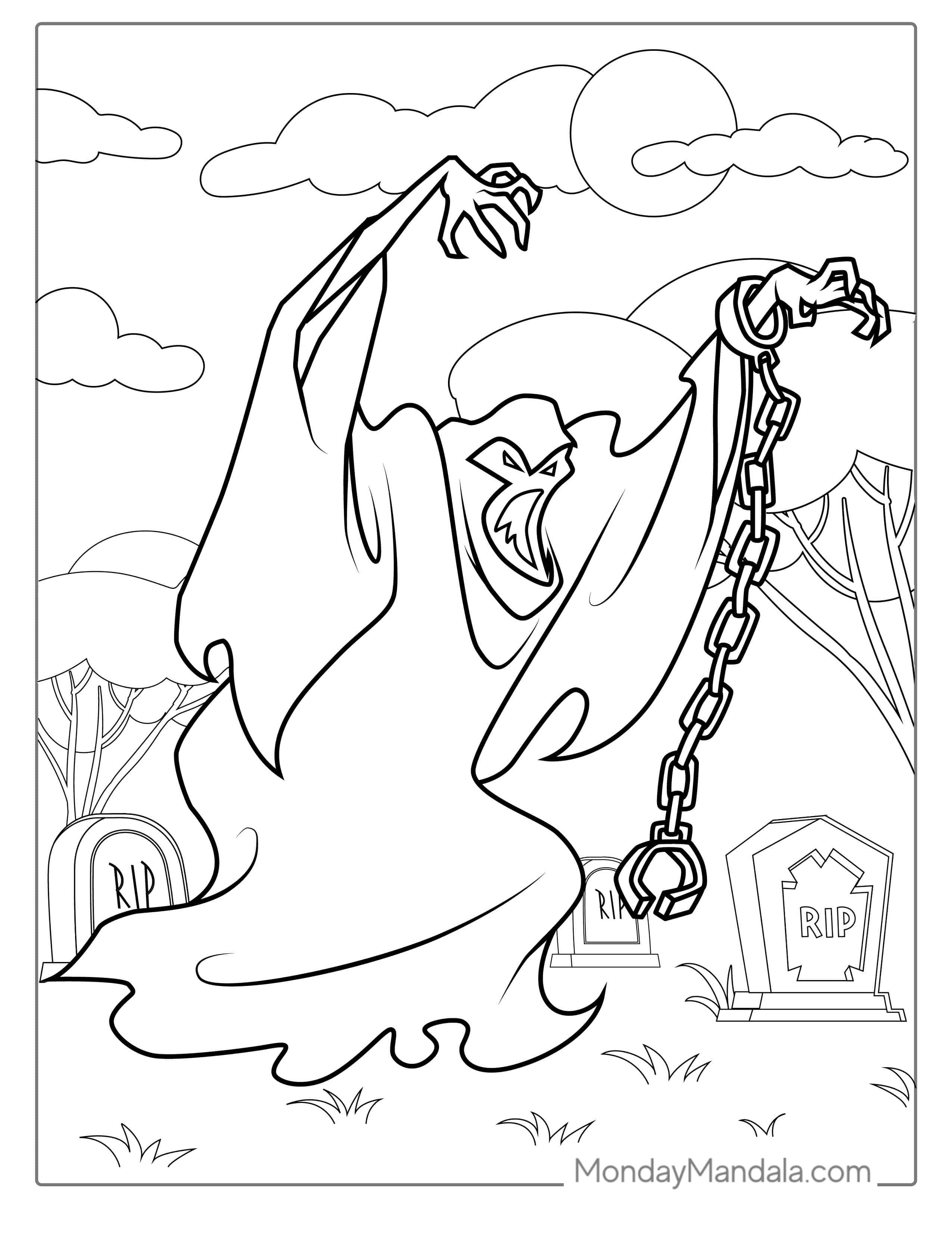 Ghost Monster From Scooby-Doo To Color coloring page