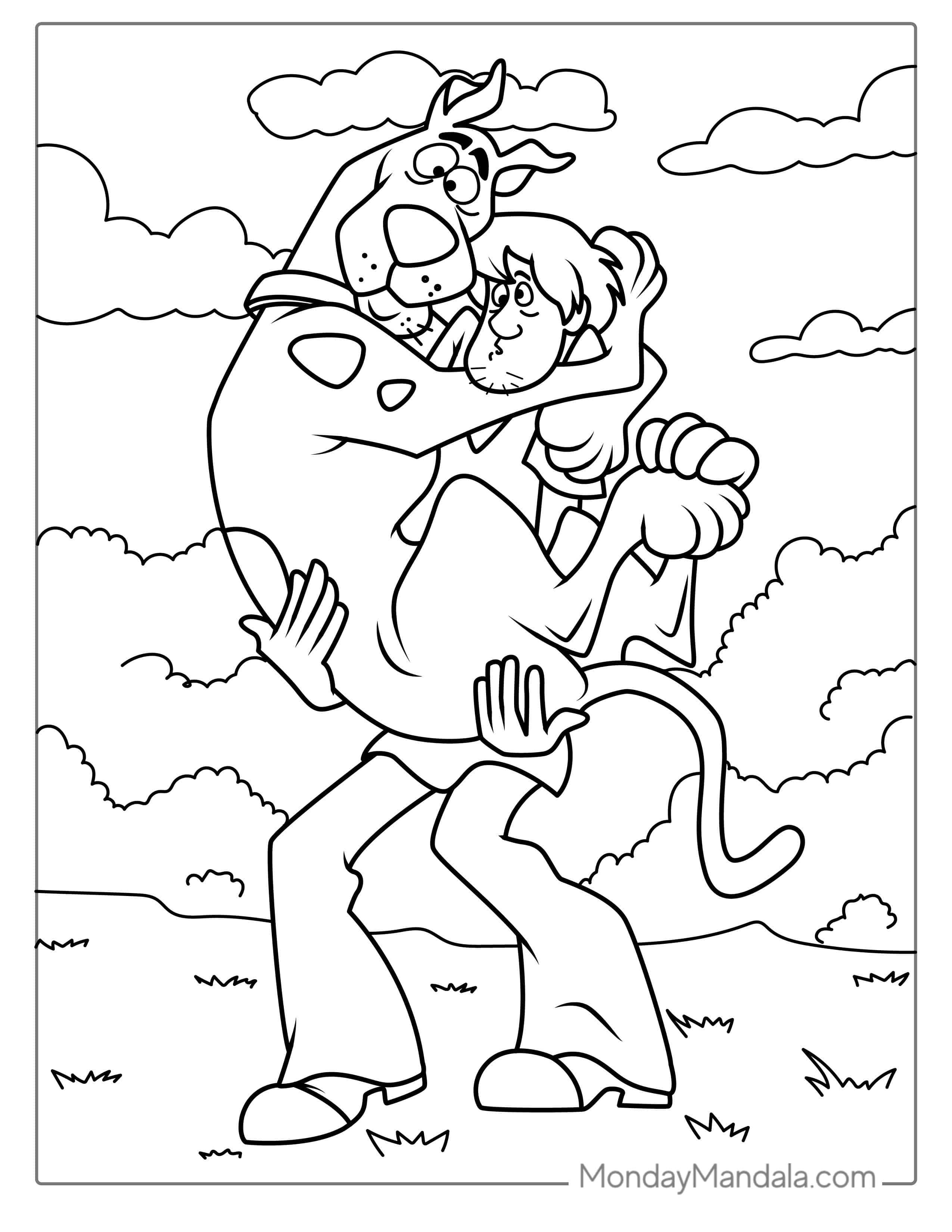 Scared Scooby-Doo Being Held By Shaggy coloring page