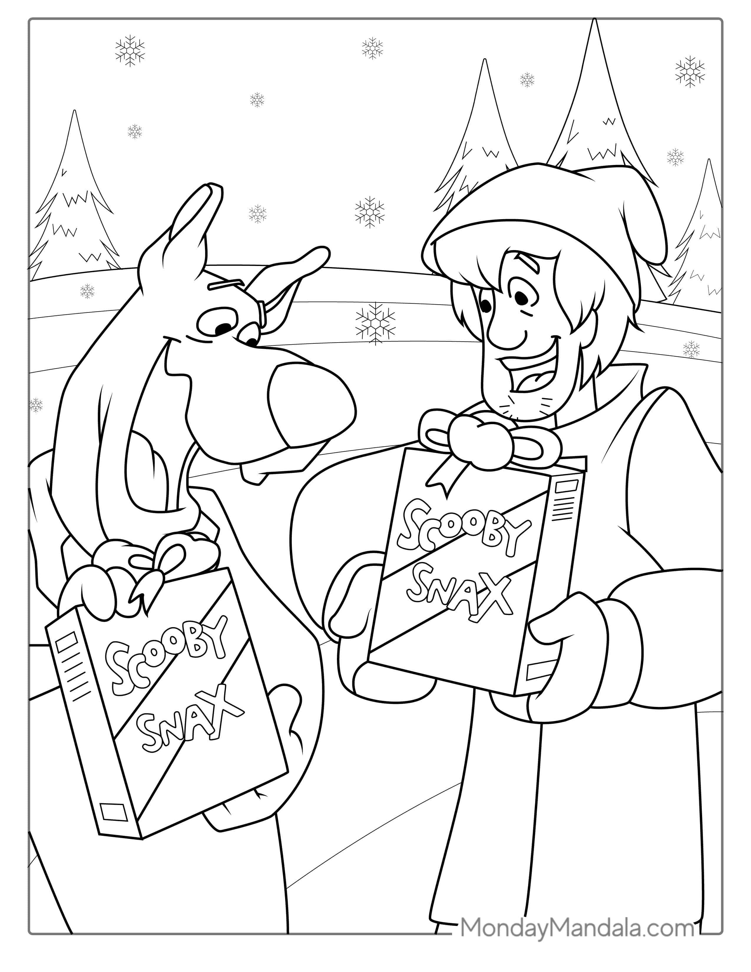 Scooby And Shaggy With Scooby Snax To Color coloring page — printable line art