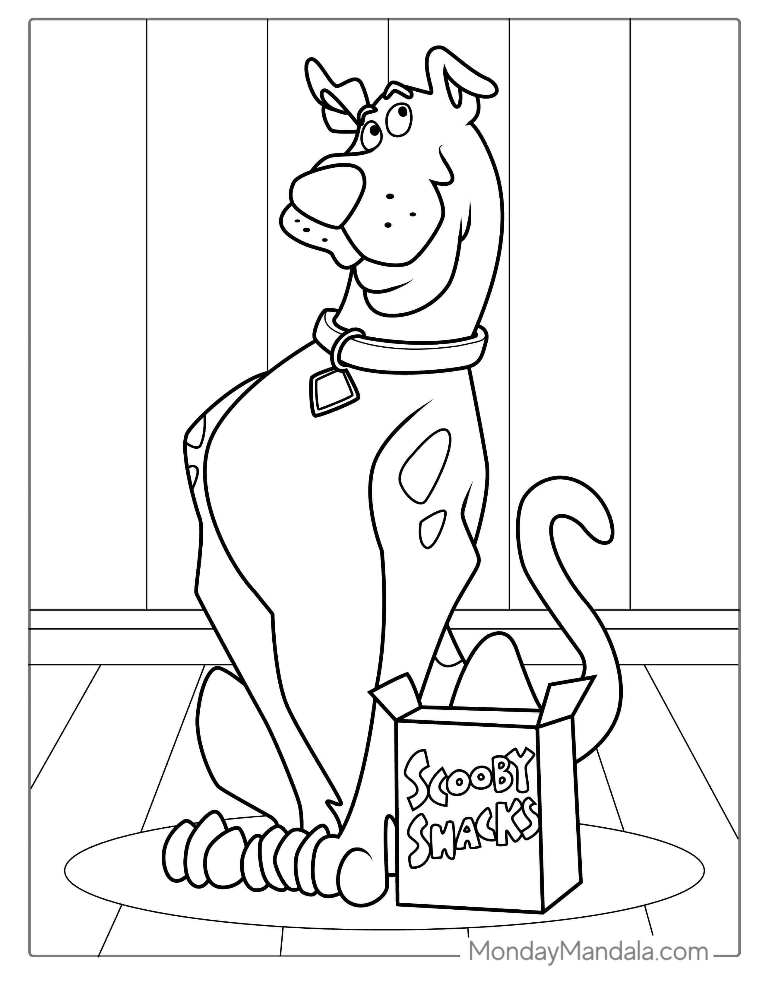 Scooby-Doo With Scooby Snax To Color For Kids coloring page