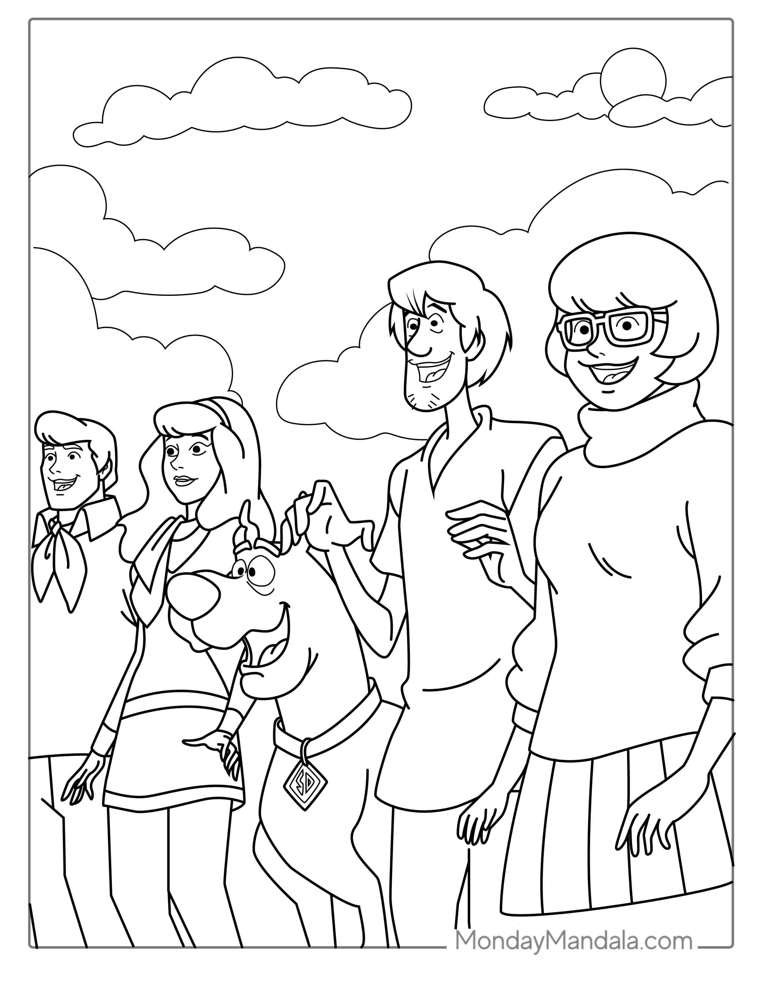 The Scooby Gang Coloring Page For Kids coloring page — printable line art