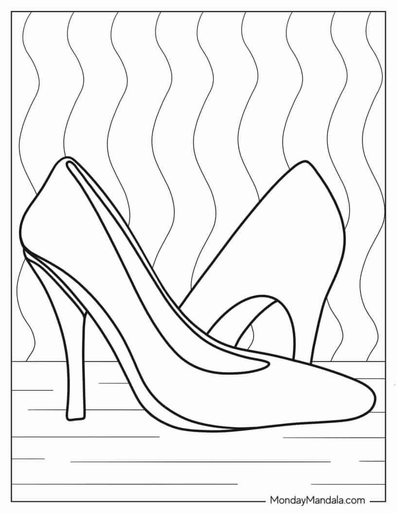A Pair Of High Heels Coloring In For Preschoolers coloring page — printable line art