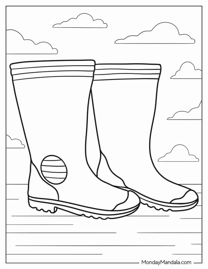 Boots Outline Coloring In For Preschoolers coloring page — printable line art