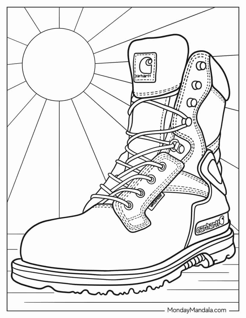 Carhartt Boot Coloring In FOr Kids coloring page — printable line art