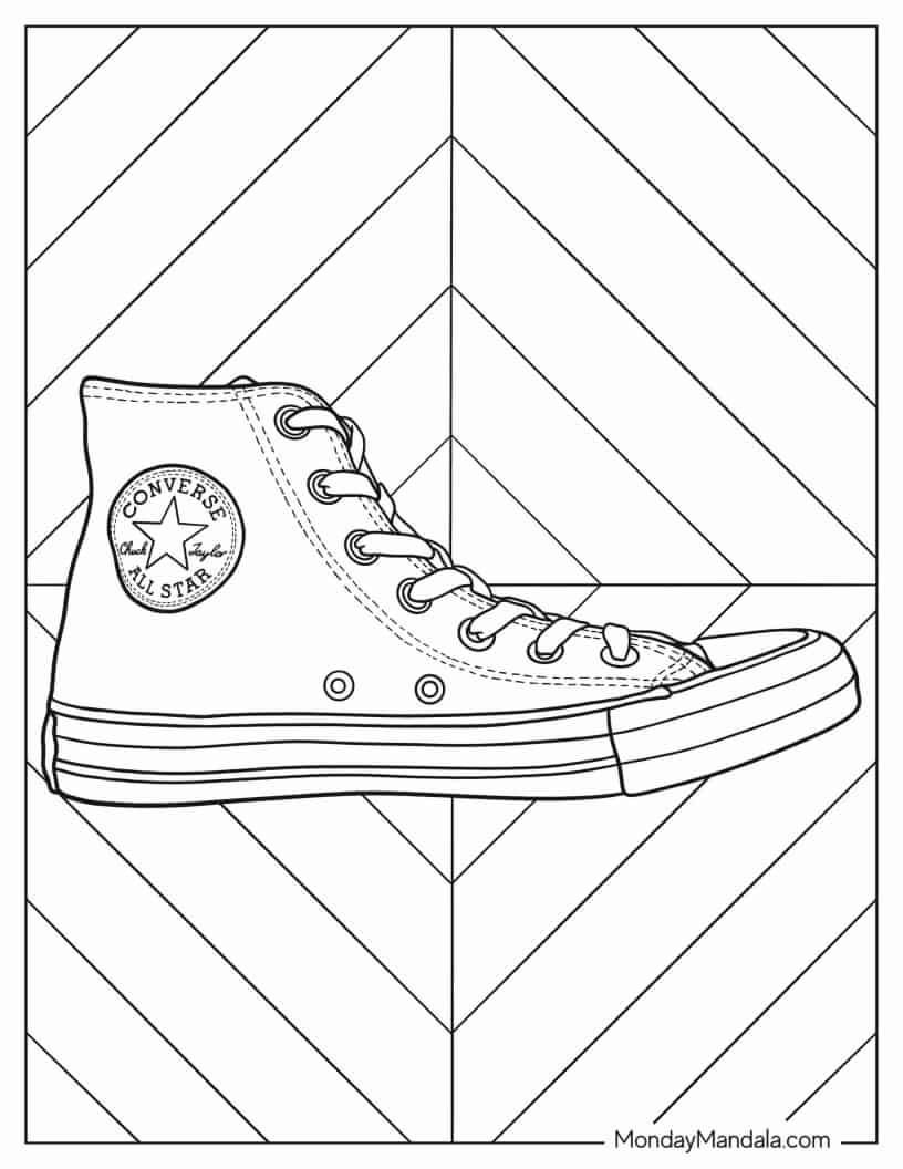 Coloring Sheet Of Converse Chuck Taylor For Kids coloring page — printable line art