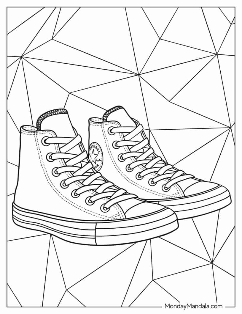 Converse Chuck Taylor All Star High Top Sneaker coloring page — printable line art
