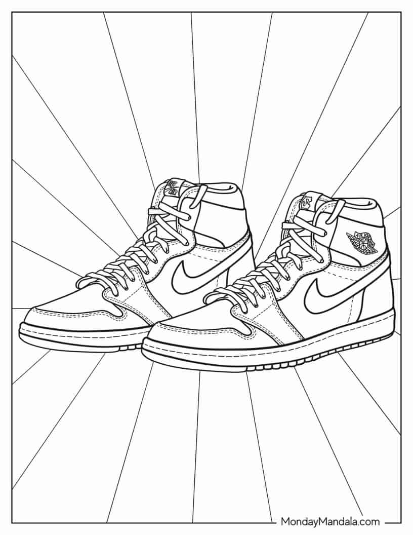 Detailed Pair Of Air Jordans Coloring Page coloring page