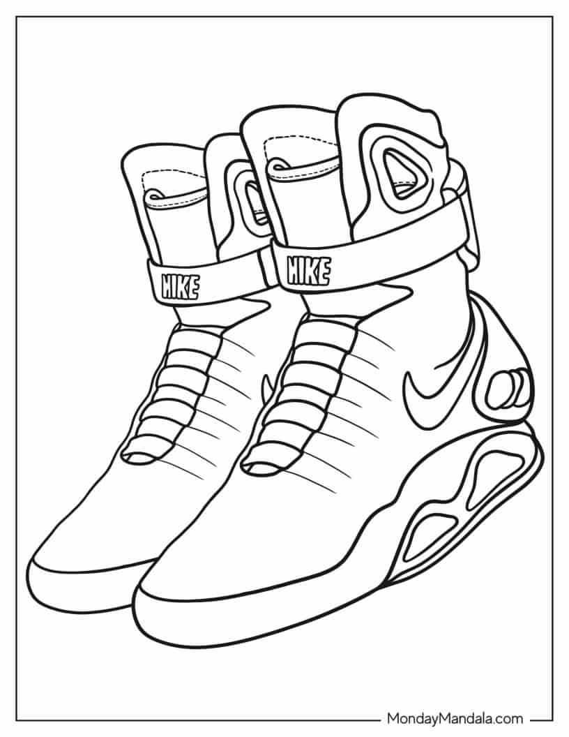 Easy Outline Of Nike Air Jordans For Kids coloring page