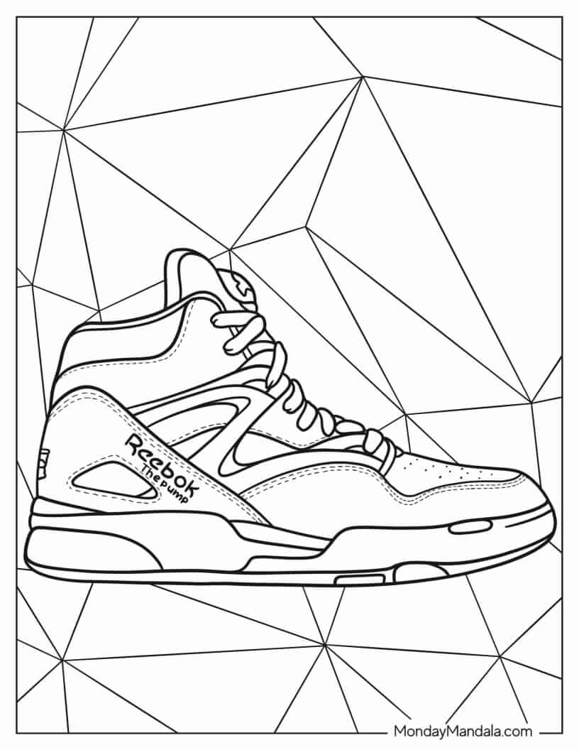 Easy Outline Of Reebok The Pump To Color coloring page — printable line art