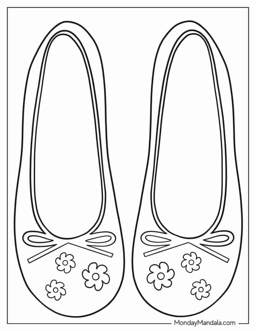Girl_s Ballet Flats To Color For Preschoolers coloring page