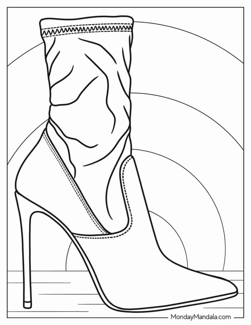 High-Heeled Boots coloring page — printable line art