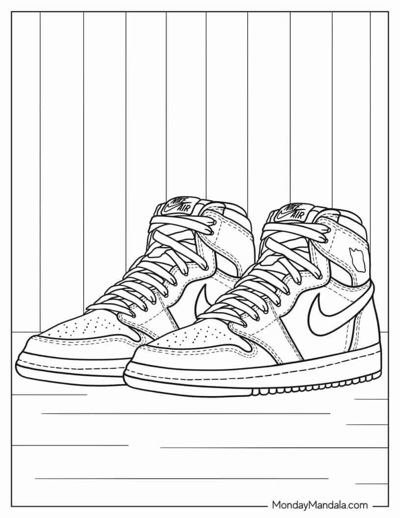 Jordan 1 Retro High Sneakers coloring page — printable line art