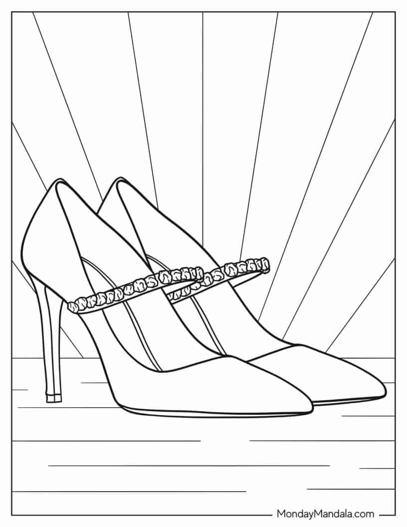 Mary Jane Pumps Shoes coloring page — printable line art