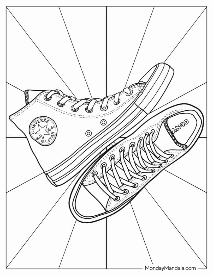Top View Of Converse Chuck Taylor Coloring In coloring page
