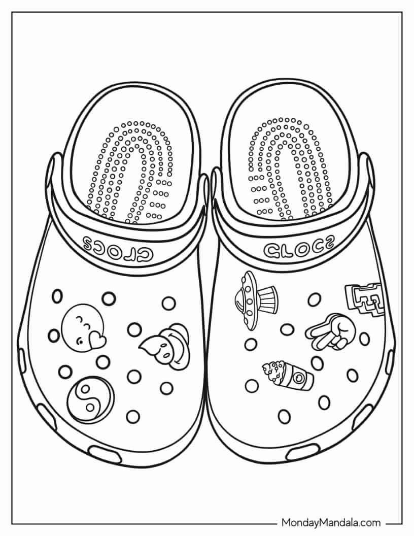 Top View Of Cute Crocs Coloring In coloring page