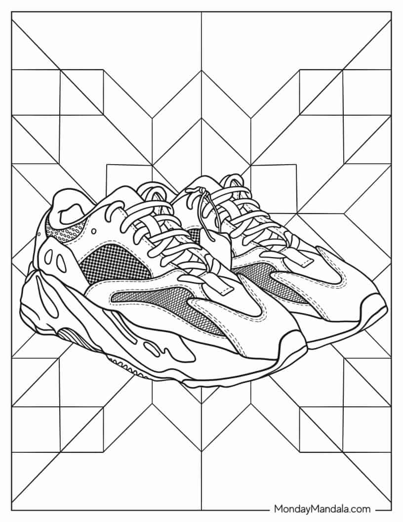 Yeezy x Adidas Running Sneakers Coloring Page coloring page