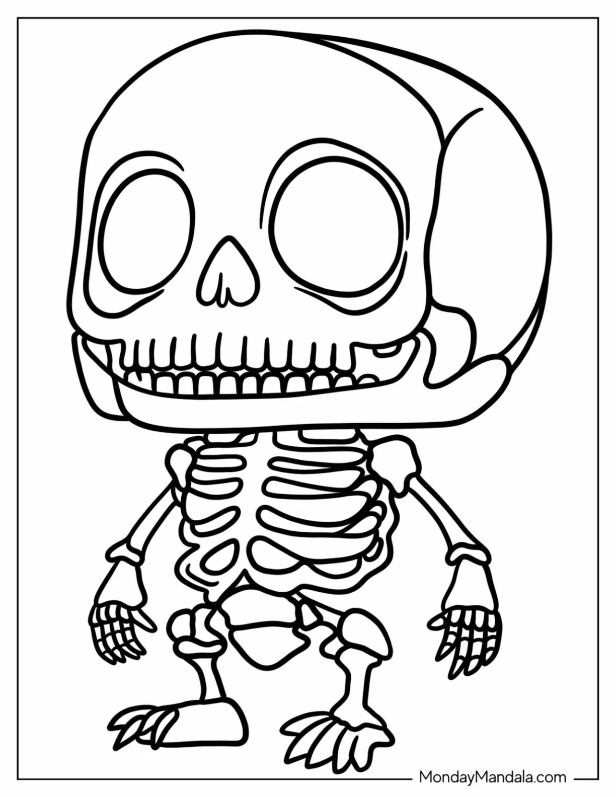 Chibi Skeleton Coloring Page For Preschoolers coloring page
