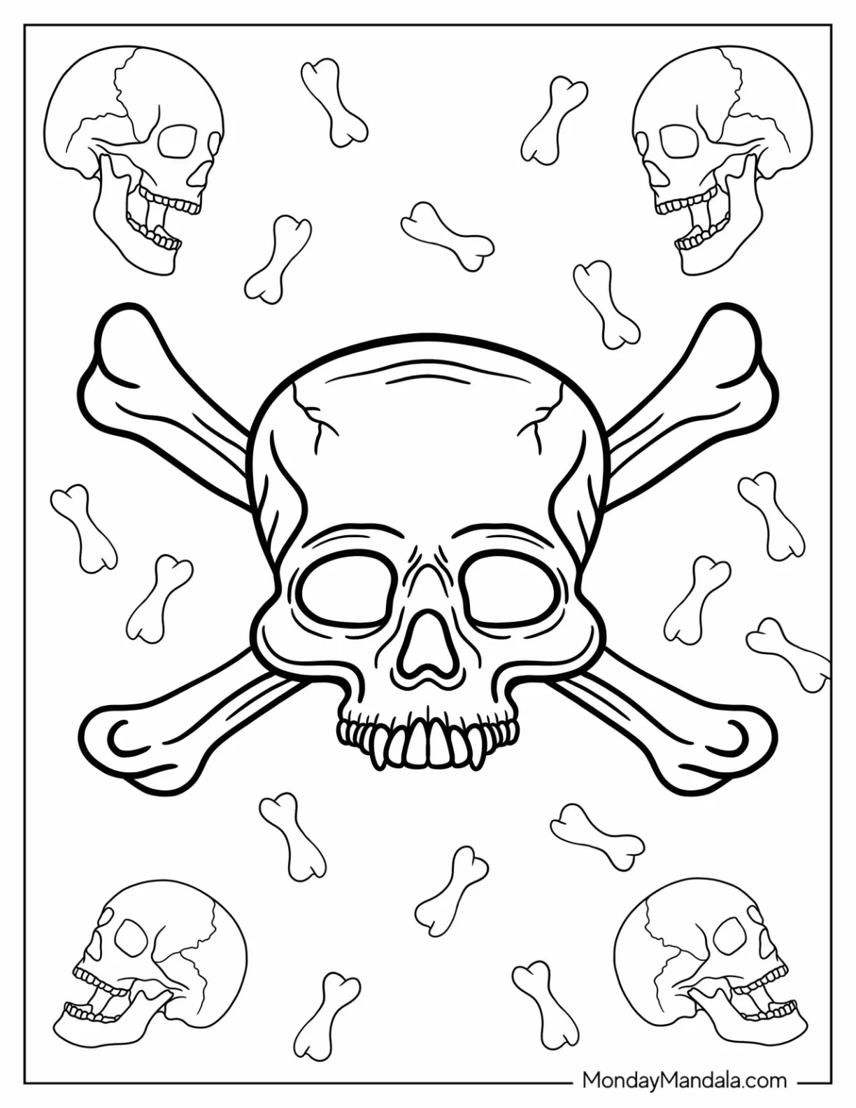 Detailed Danger Skeleton Coloring Page coloring page