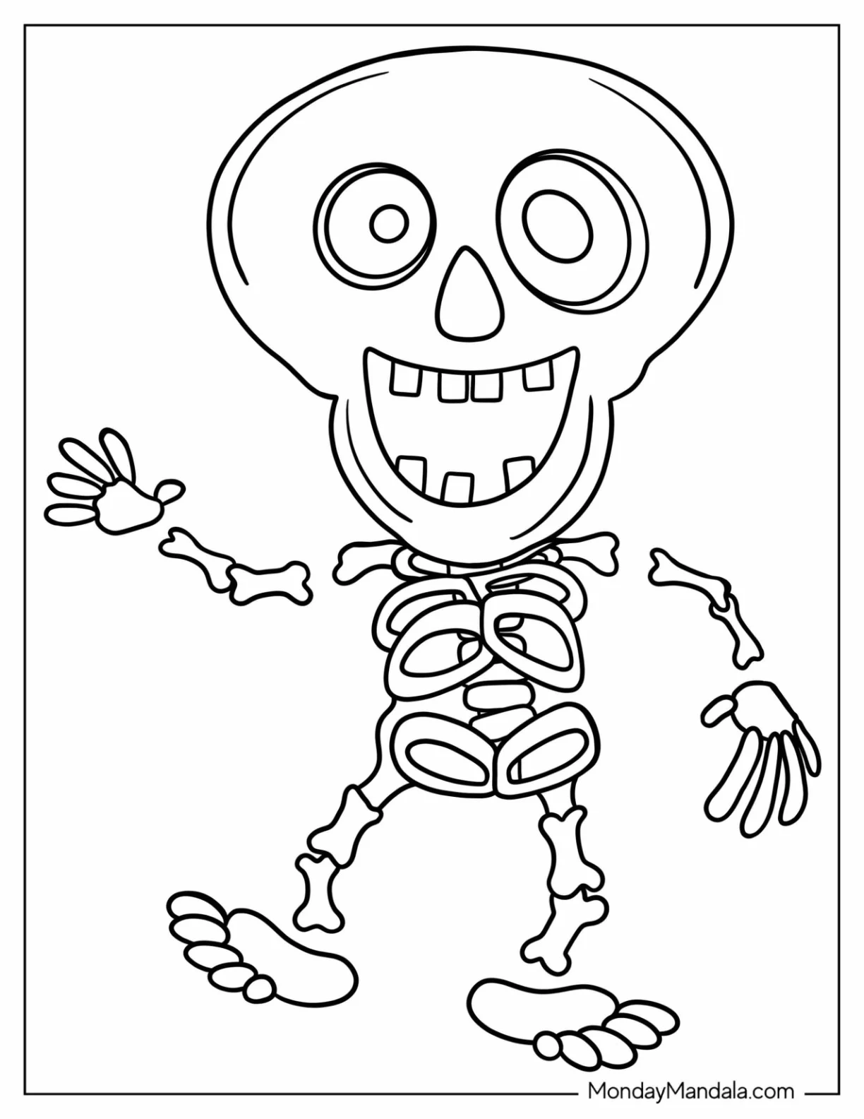 Happy Skeleton Coloring Page Dancing For Kids coloring page