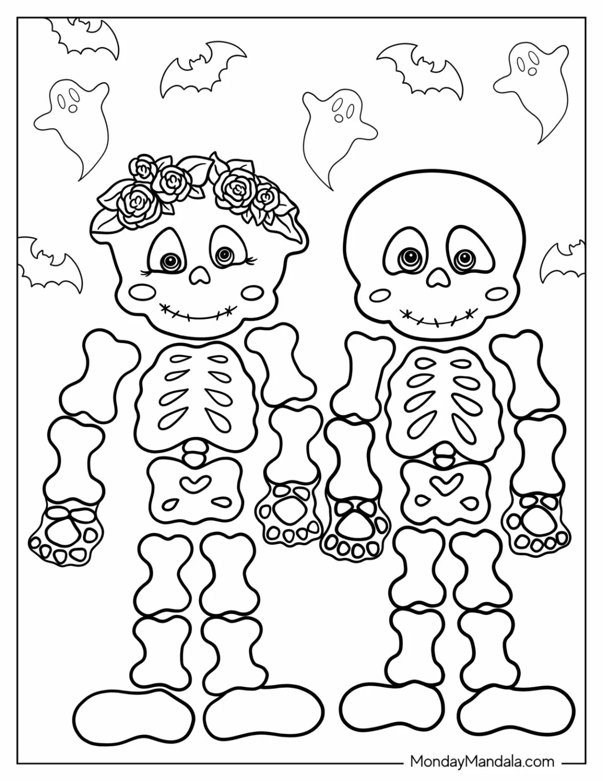 Skeleton Coloring Page Bride And Groom coloring page