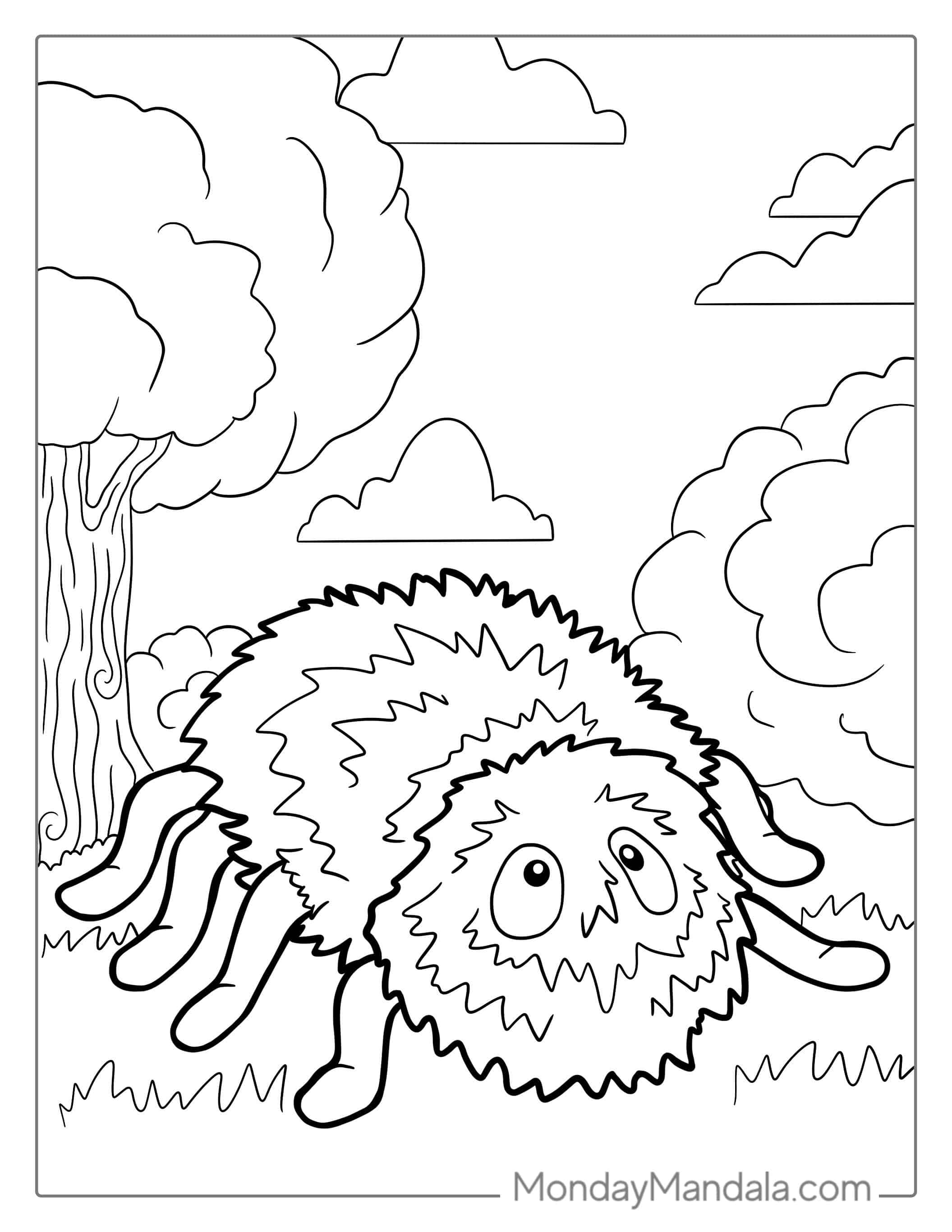 Cute Cartoon Spider Coloring Page For Kids coloring page