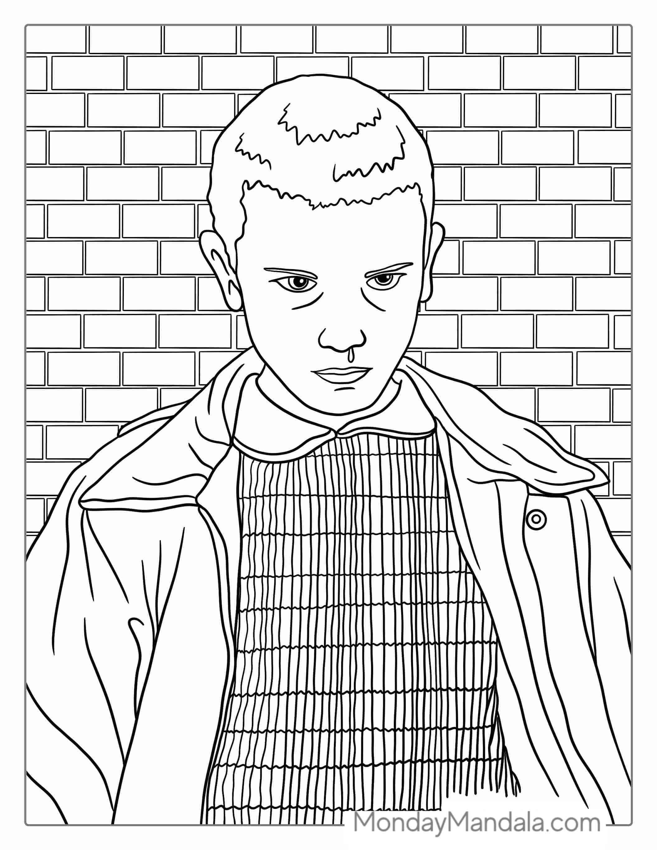 Coloring Sheet Of Eleven From Stranger Things coloring page