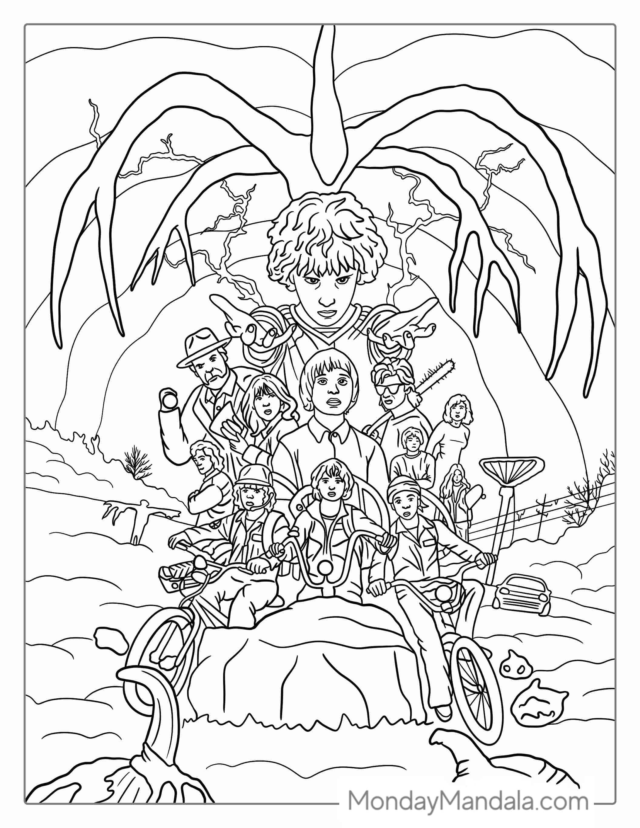 Detailed Stranger Things Coloring Sheet For Adults coloring page