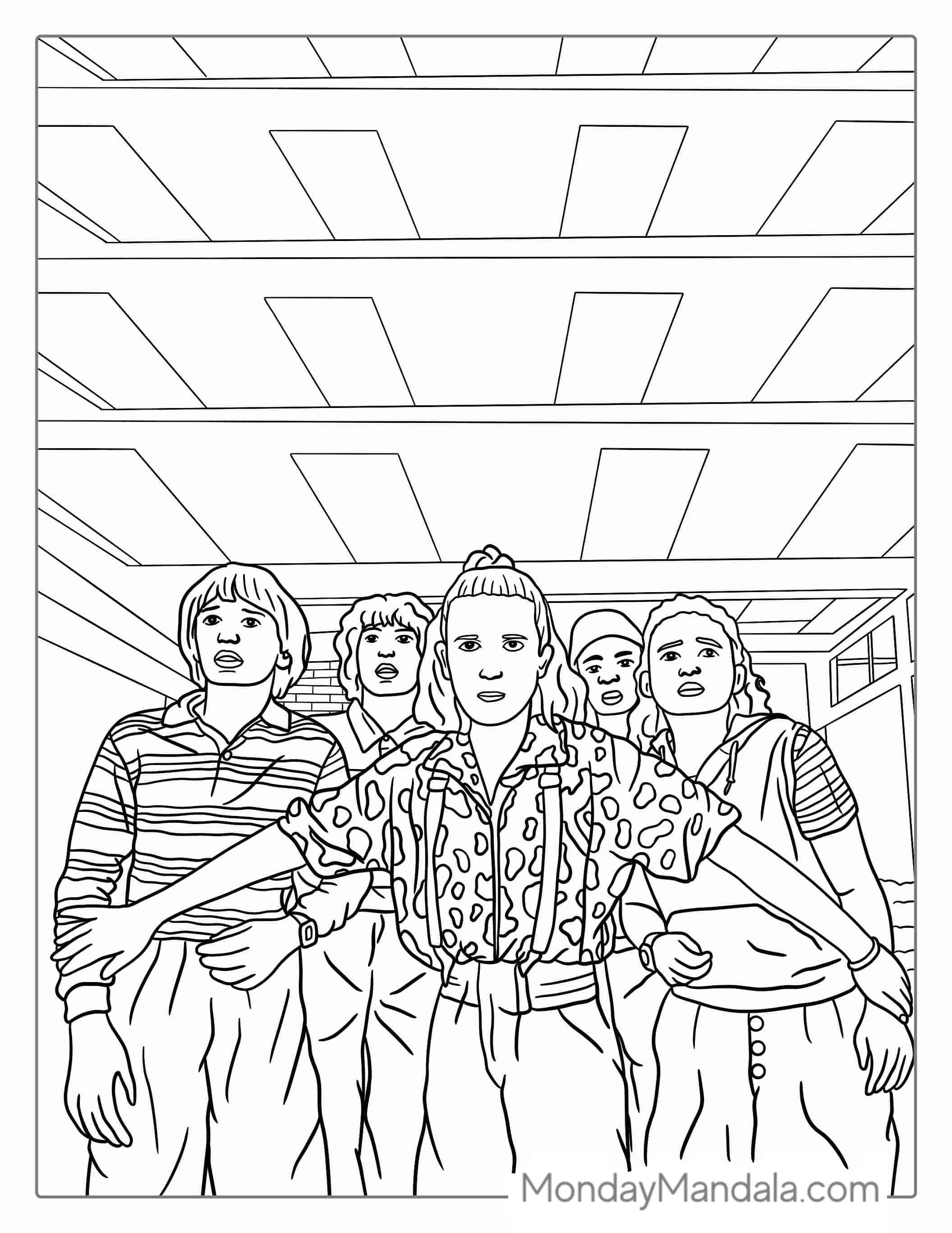 Eleven Protecting Her Friends Coloring Page coloring page