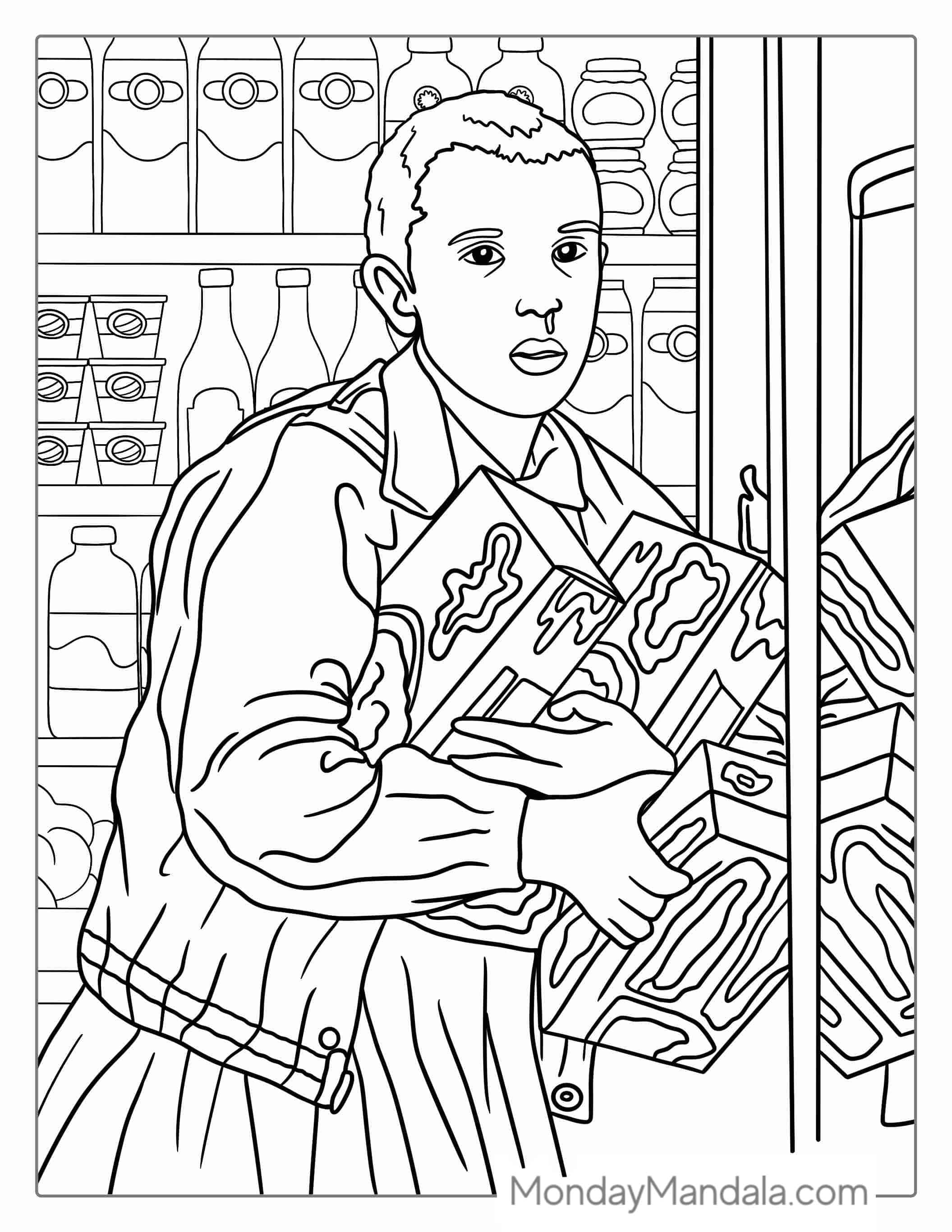 Eleven With Eggos Coloring Sheet coloring page