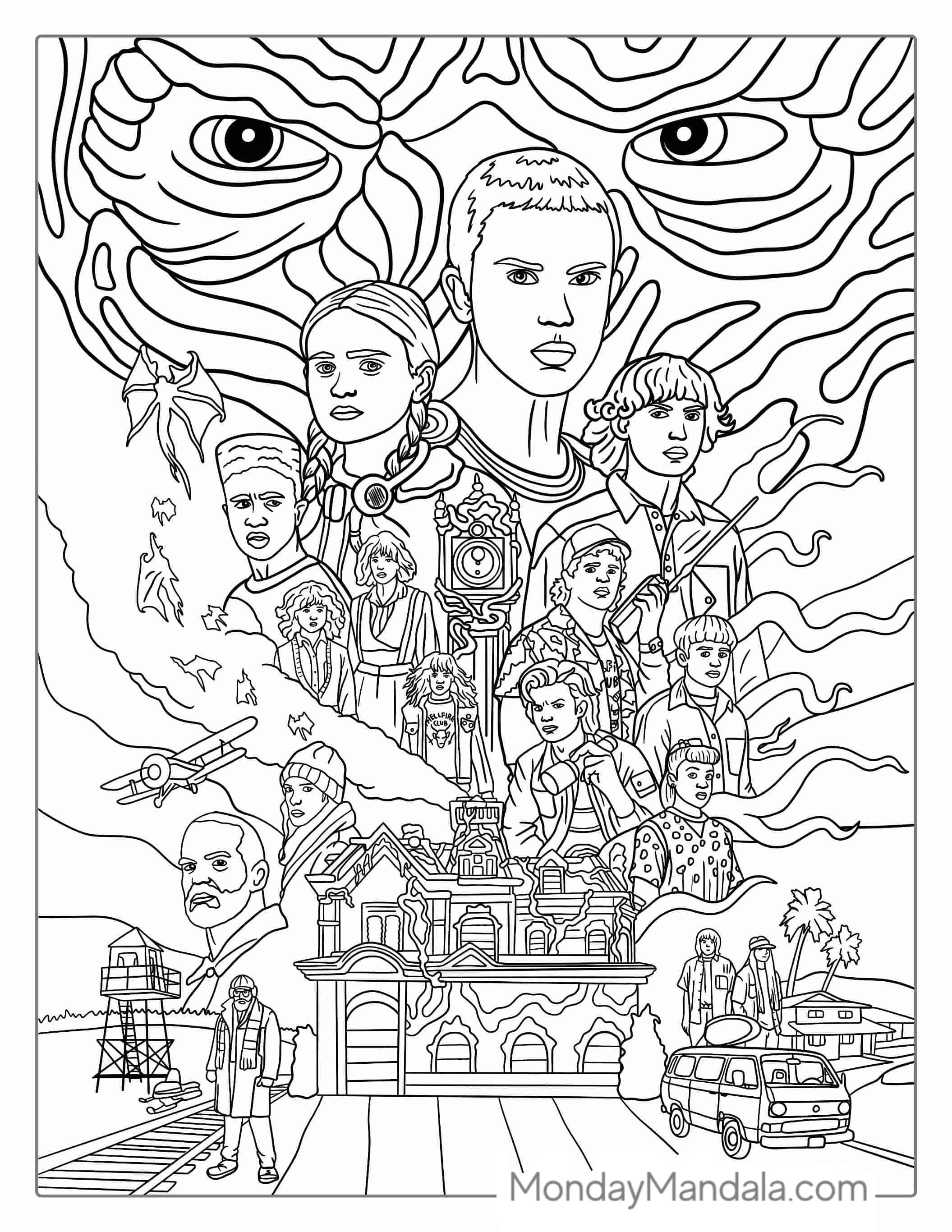 Stranger Things Movie Poster Coloring Poster coloring page