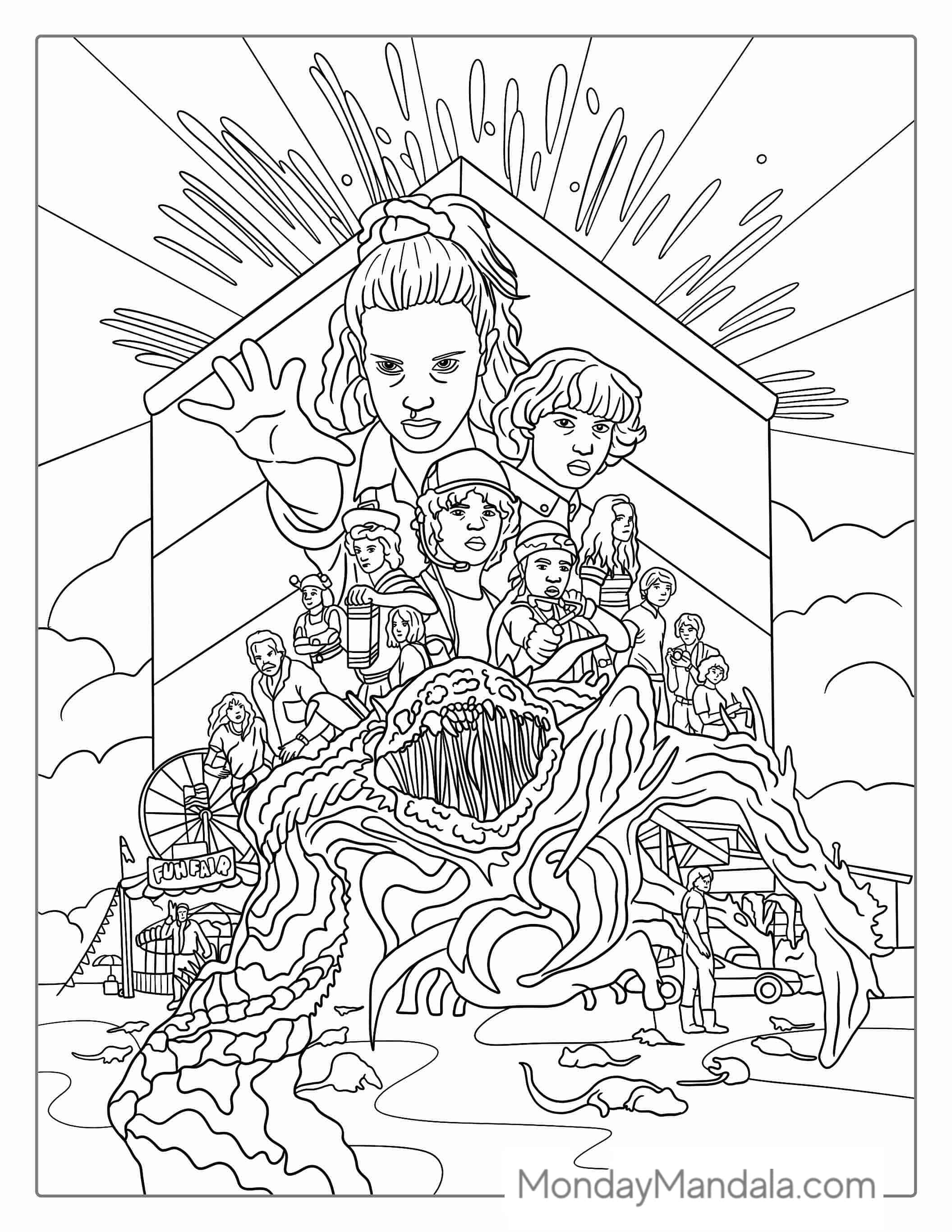 Stranger Things Popular Characters To Color coloring page