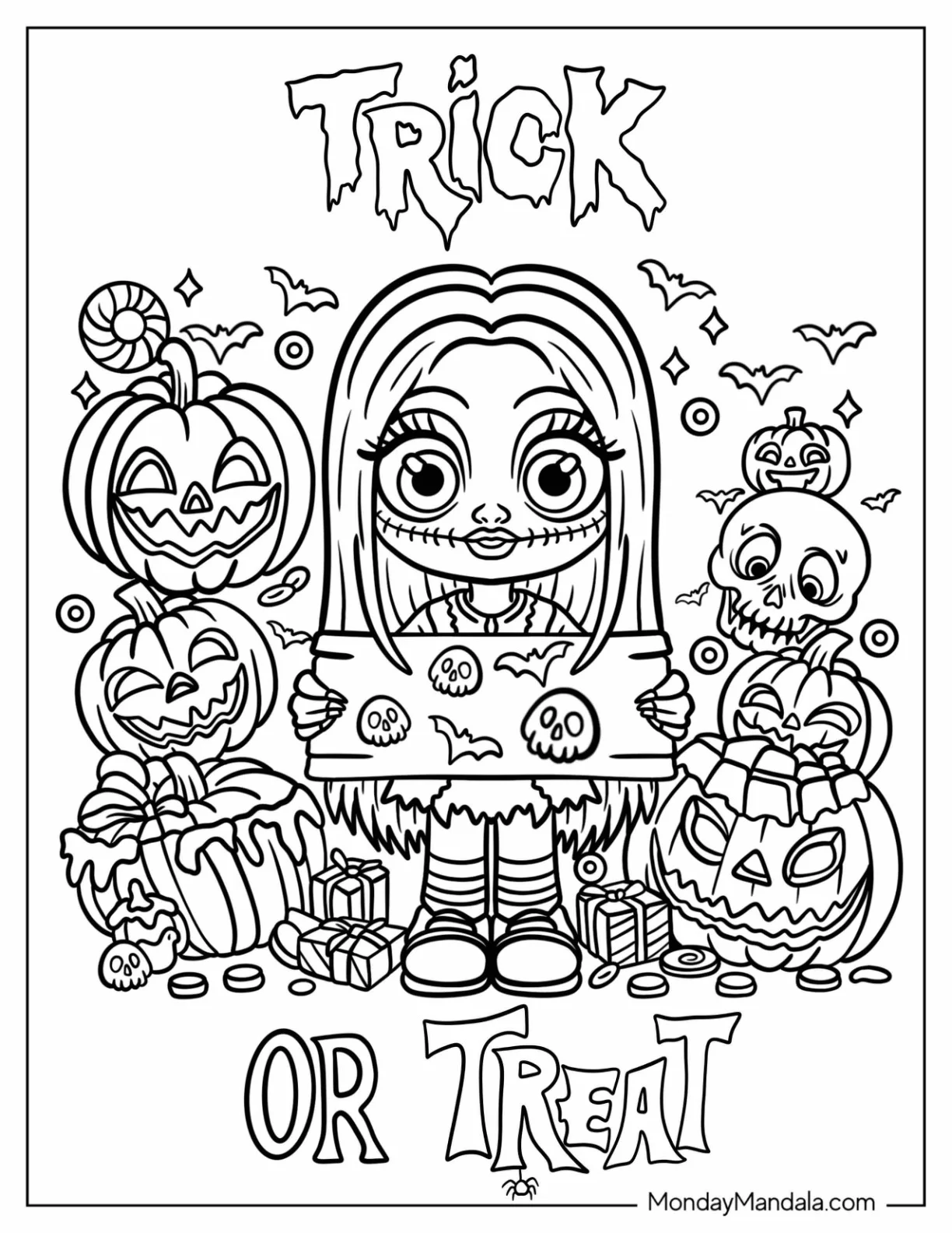 Horror Ragdoll Trick Or Treat Coloring Page coloring page