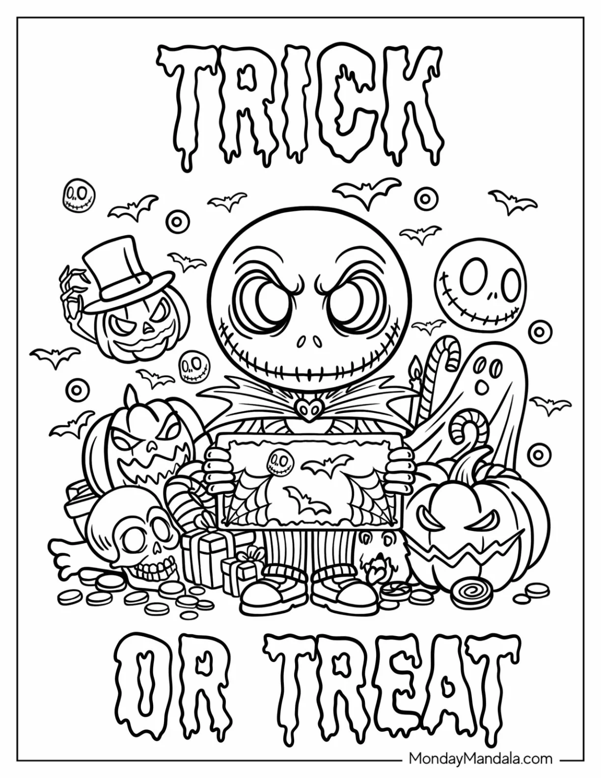 Little Jack Skellington Trick Or Treat Coloring Page coloring page