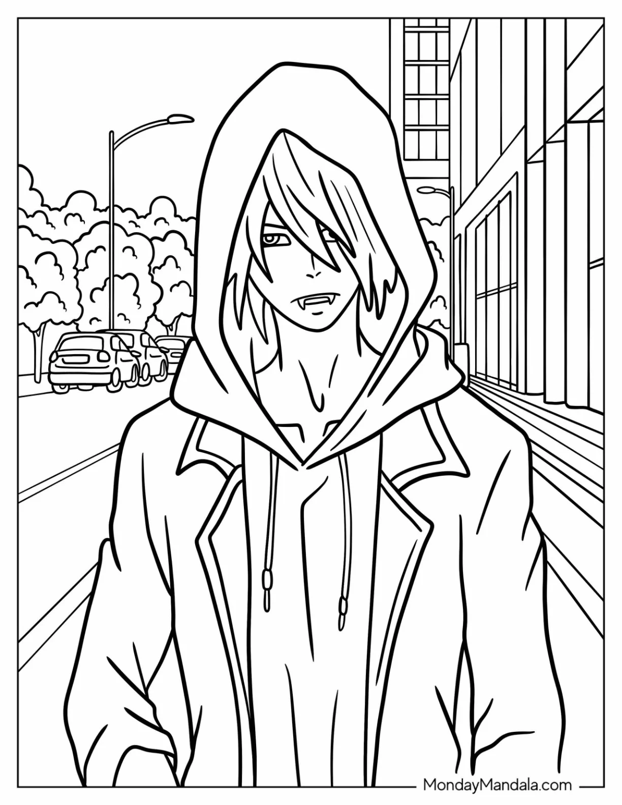 Urban Emo Teen Vampire Coloring Page for Kids coloring page — printable line art