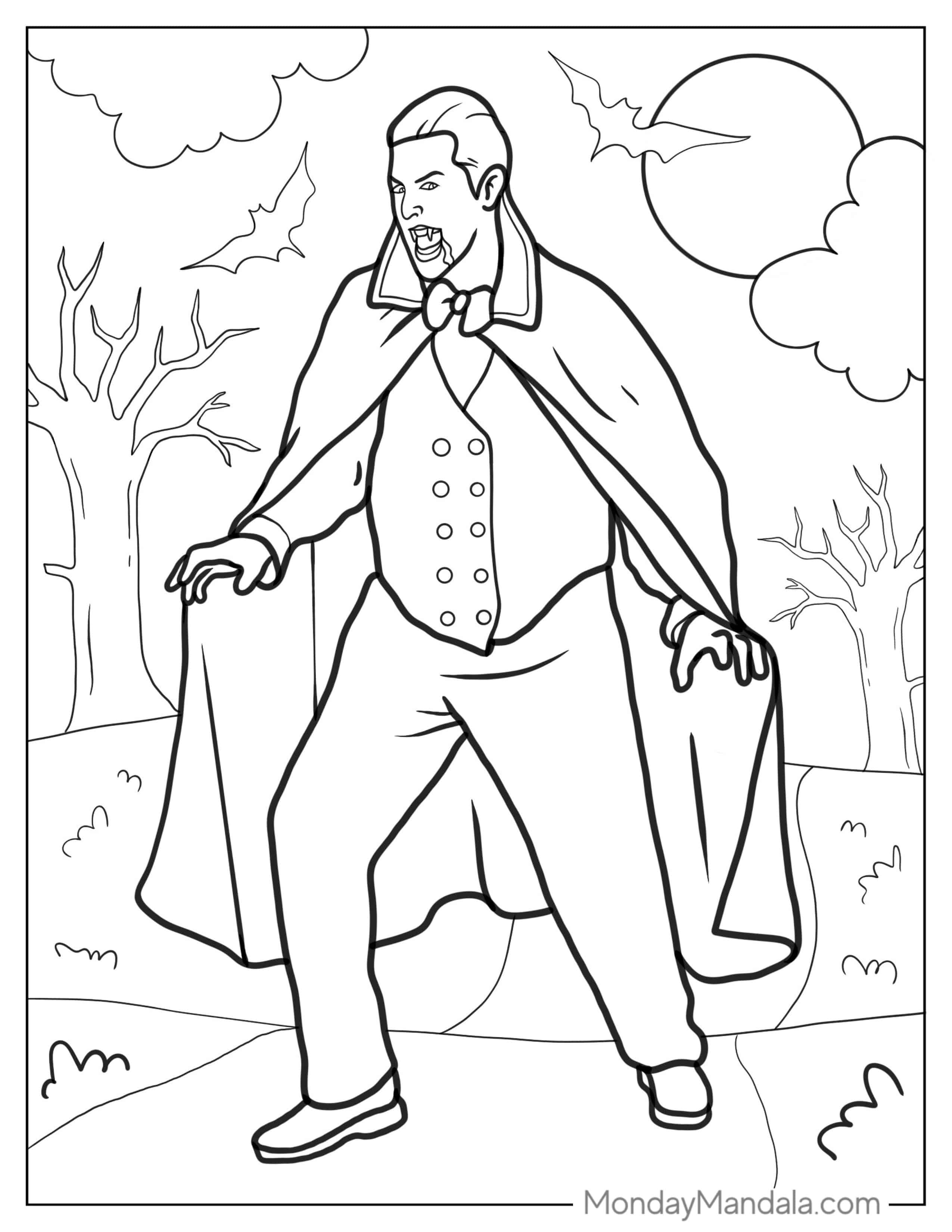 Vampire Is Out For Blood Coloring Page coloring page — printable line art