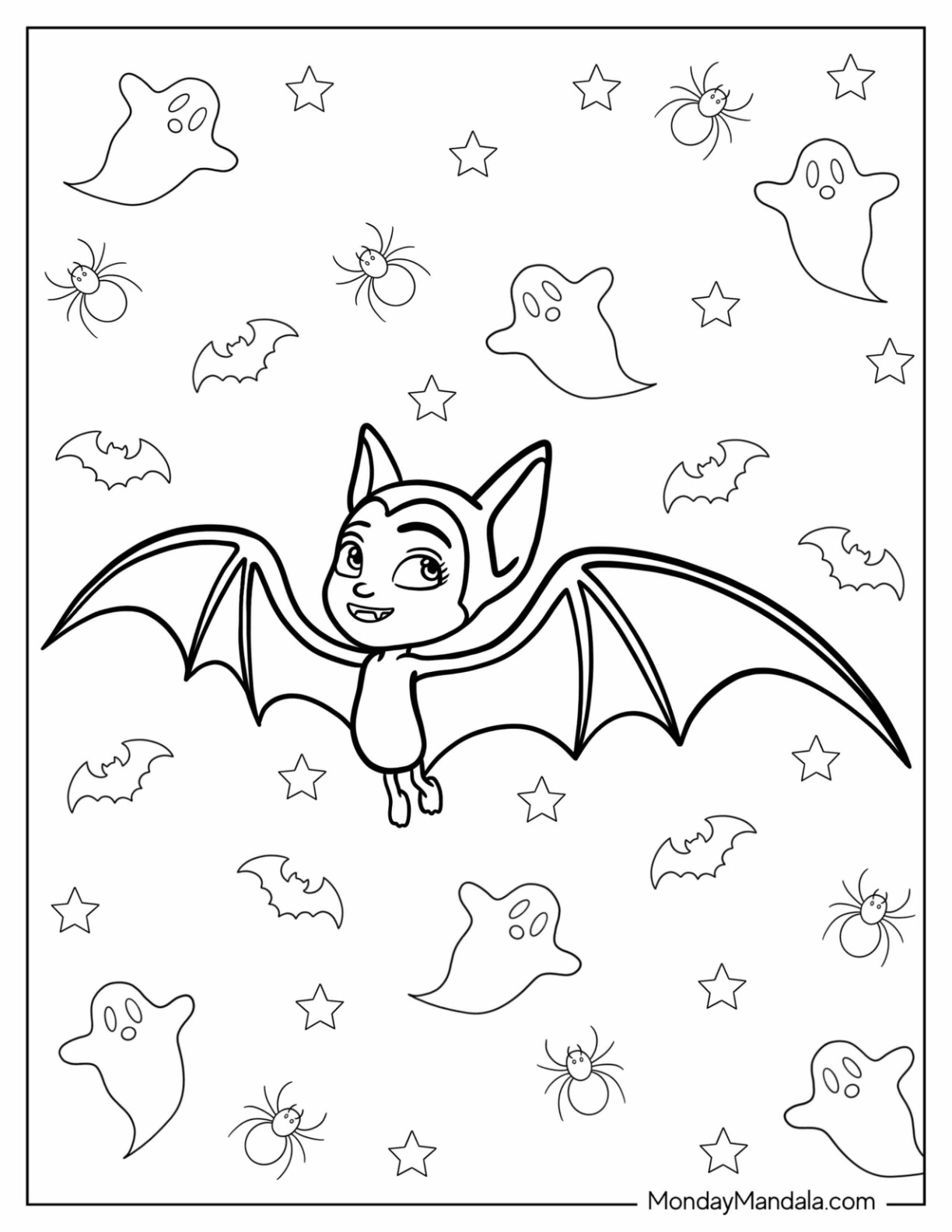 Bat Vampirina Coloring Page Flying coloring page — printable line art